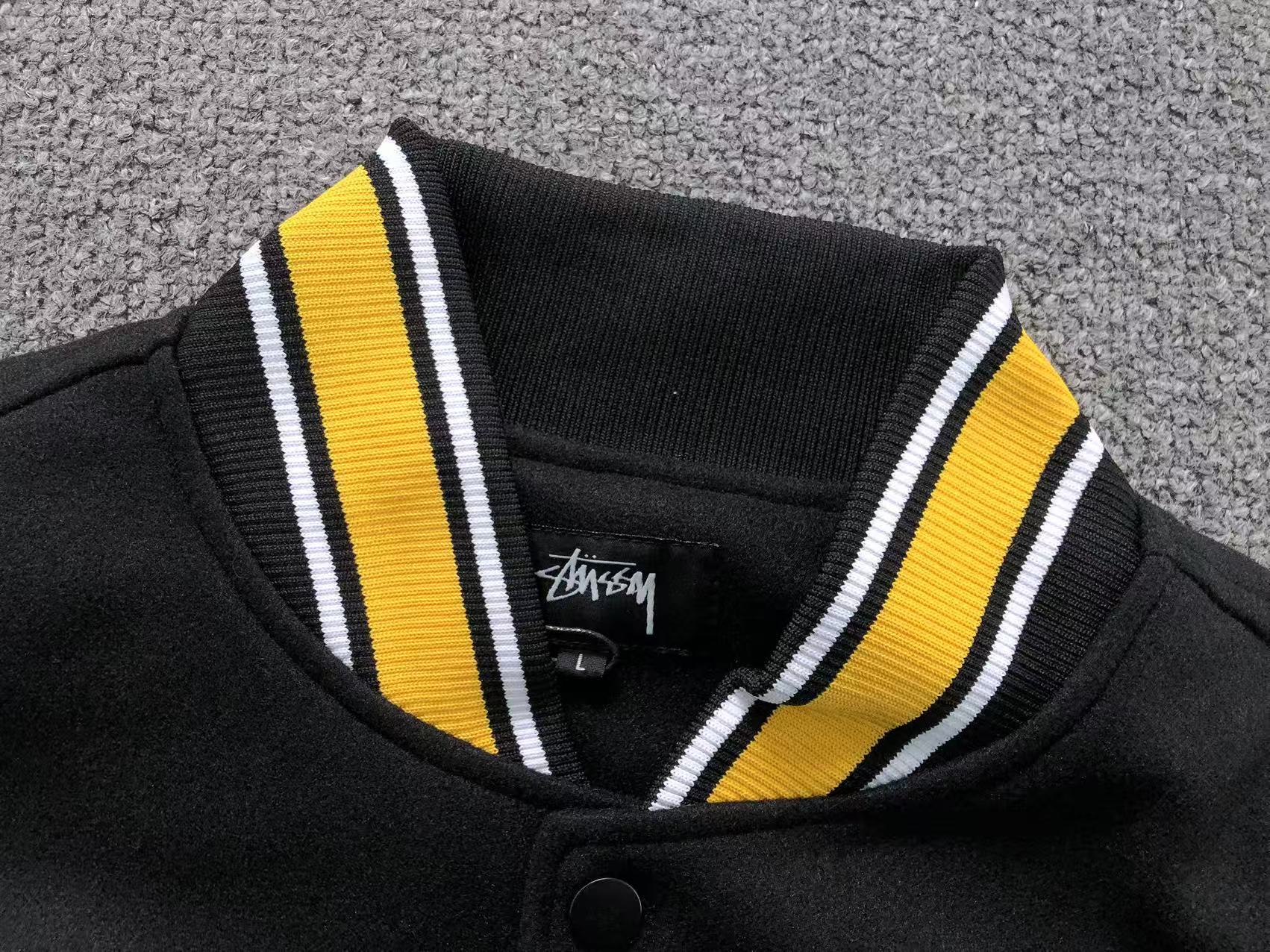 Jaqueta Varsity Stussy x Goldie Metalheadz 30 'Preta'
