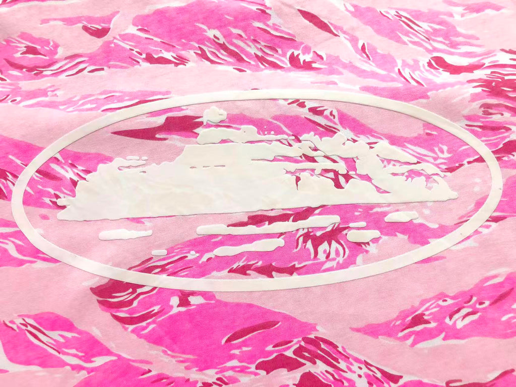 Camiseta Corteiz Island Puff Print T-Shirt Pink Tiger