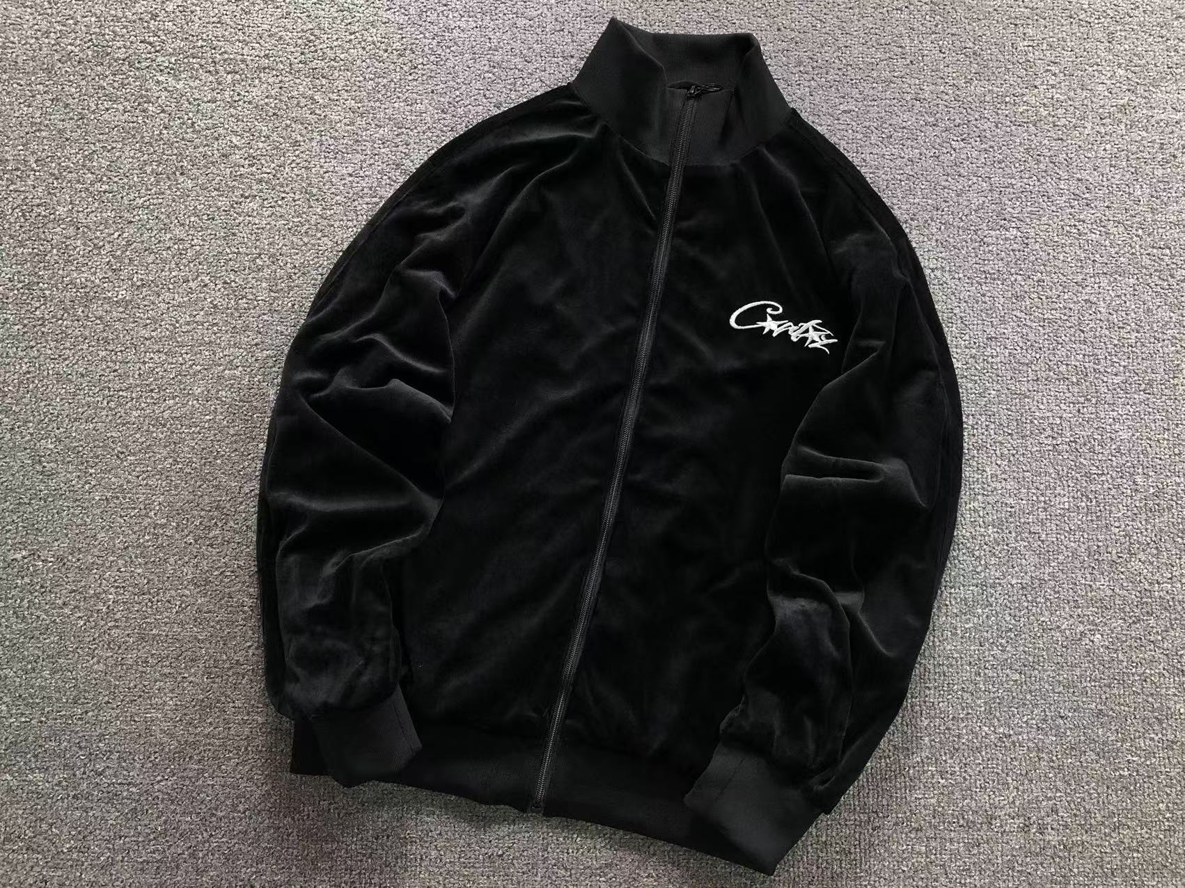 Jaqueta Corteiz VVS Velour Track Jacket preta