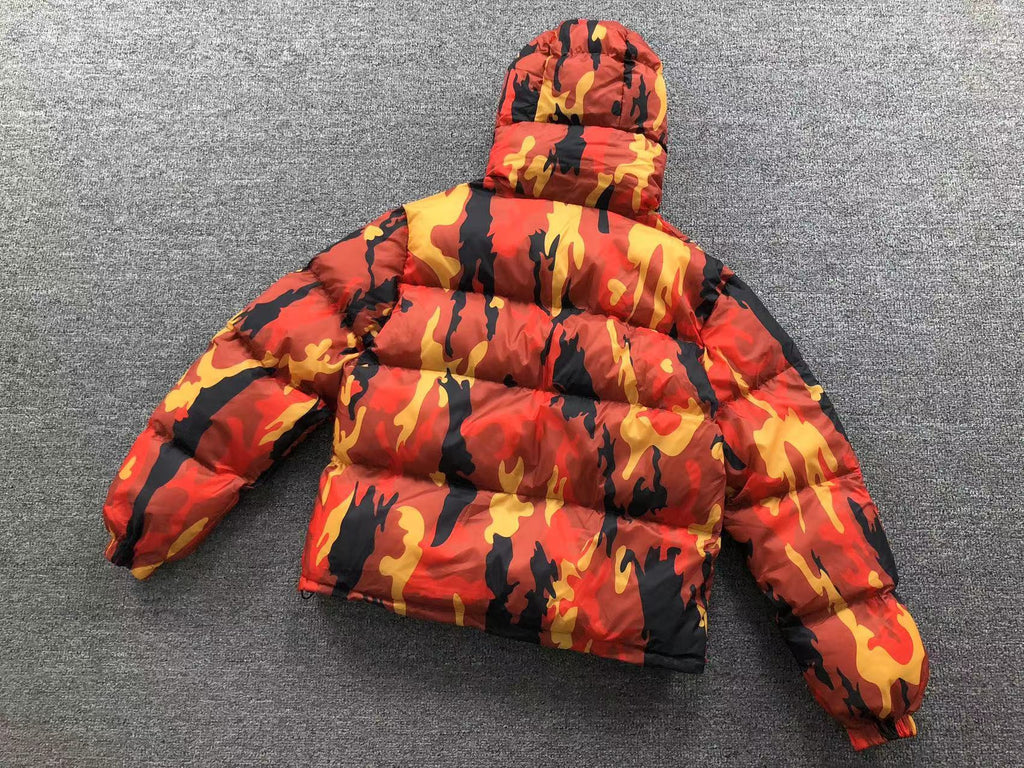 Jaqueta Puffer Corteiz Bolo V2 na cor Blood Orange