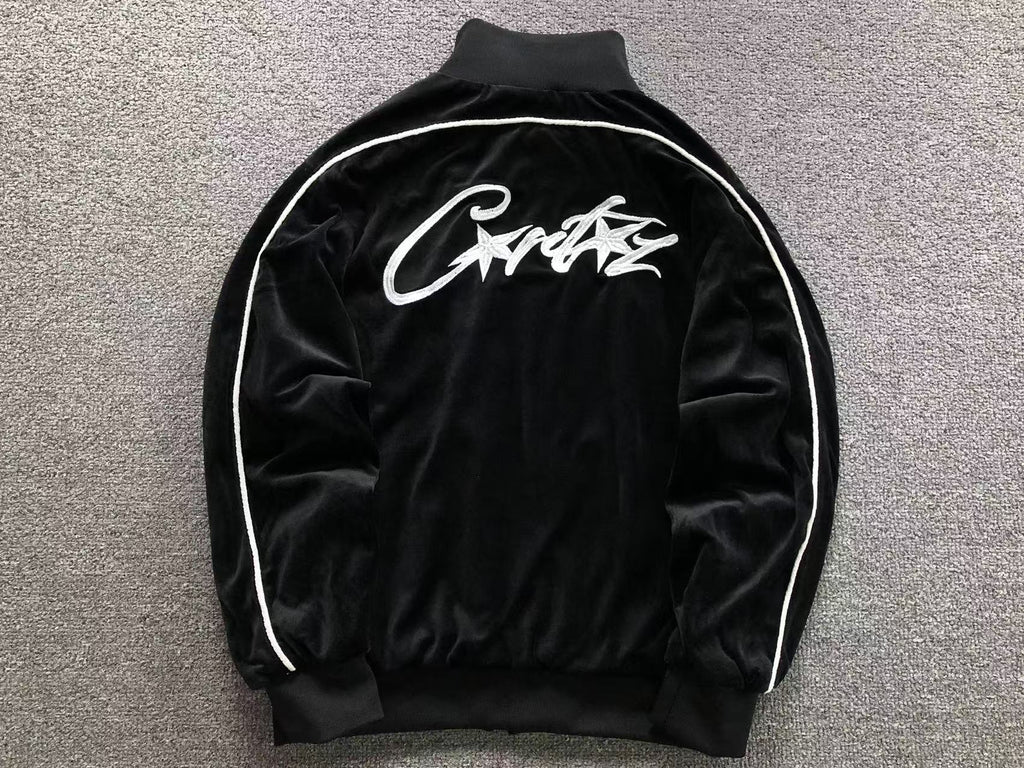 Jaqueta Corteiz VVS Velour Track Jacket preta