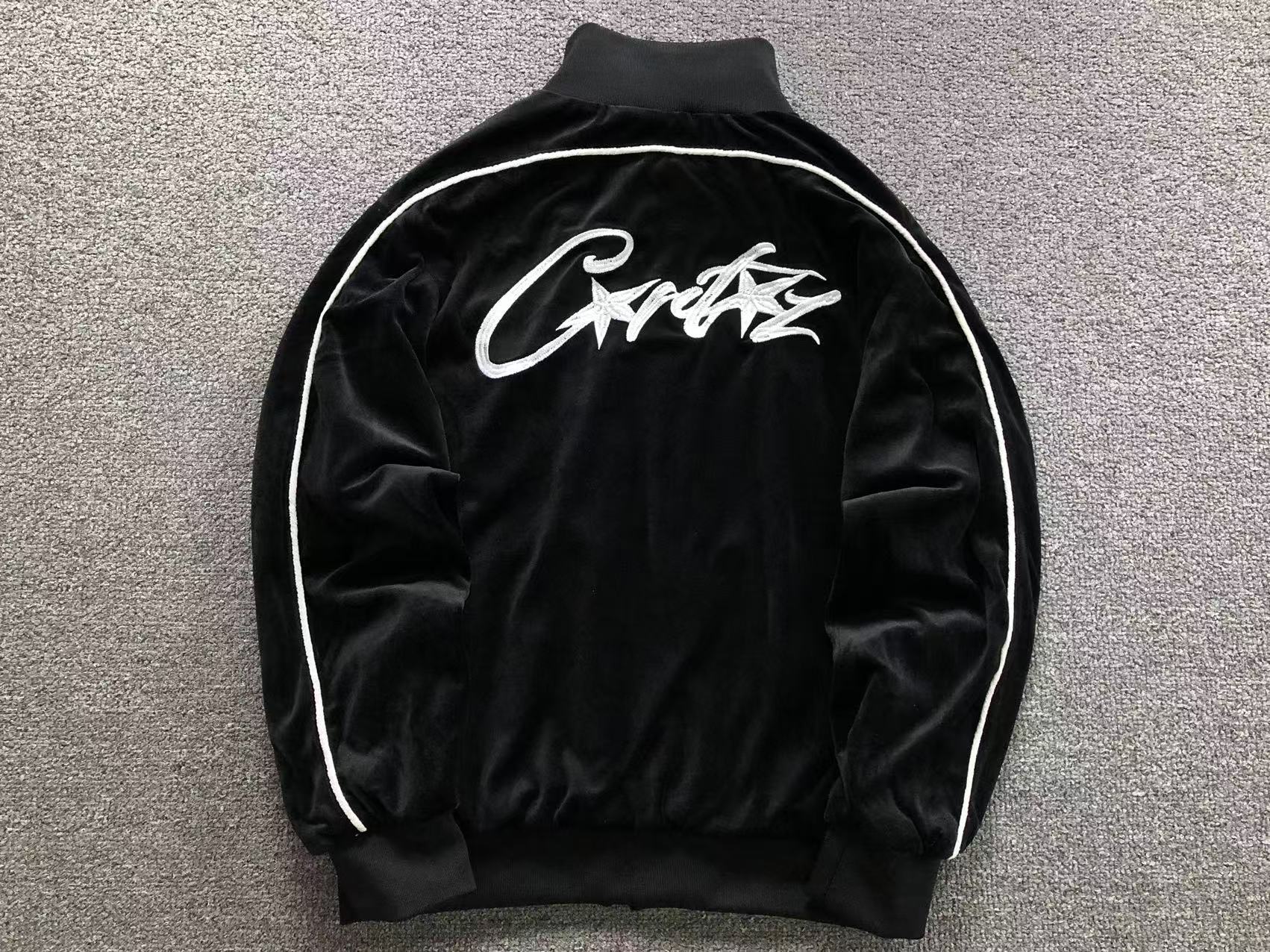Jaqueta Corteiz VVS Velour Track Jacket preta