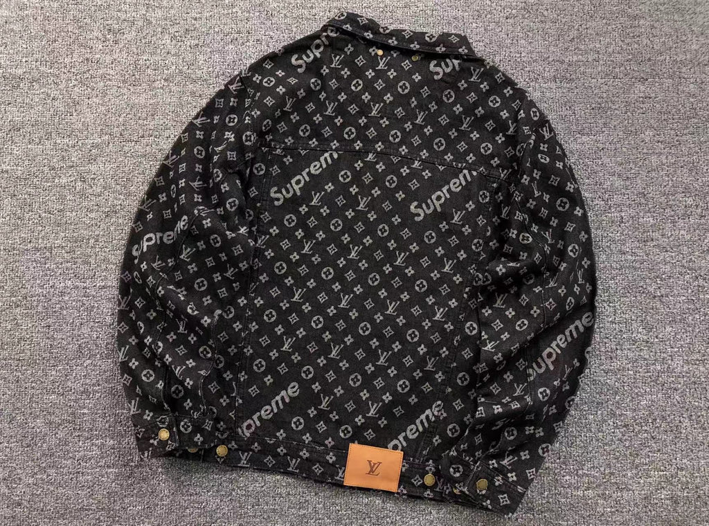 Jaqueta Louis Vuitton x Supreme Jacquard Denim Trucker Jacket