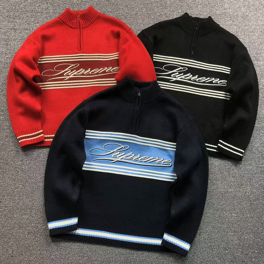 Suéter Script Stripe Half Zip