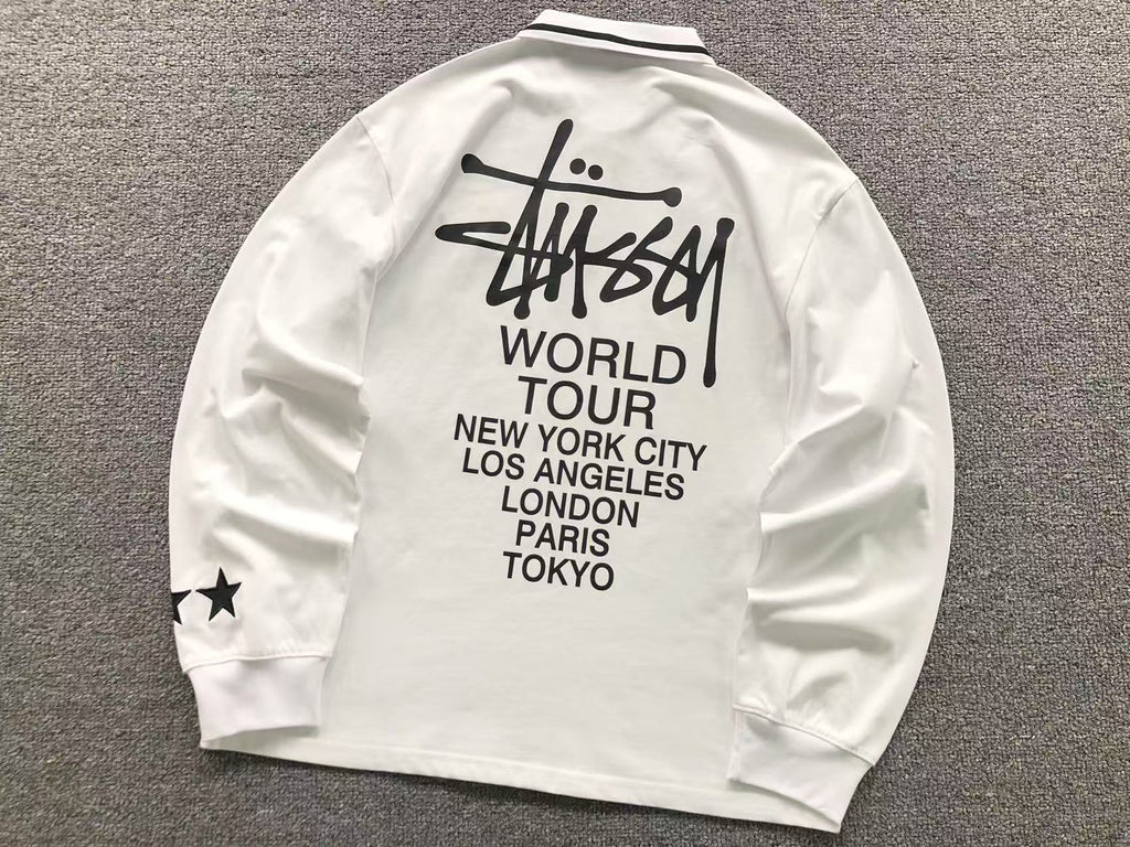 World Tour Polo de manga longa Stussy