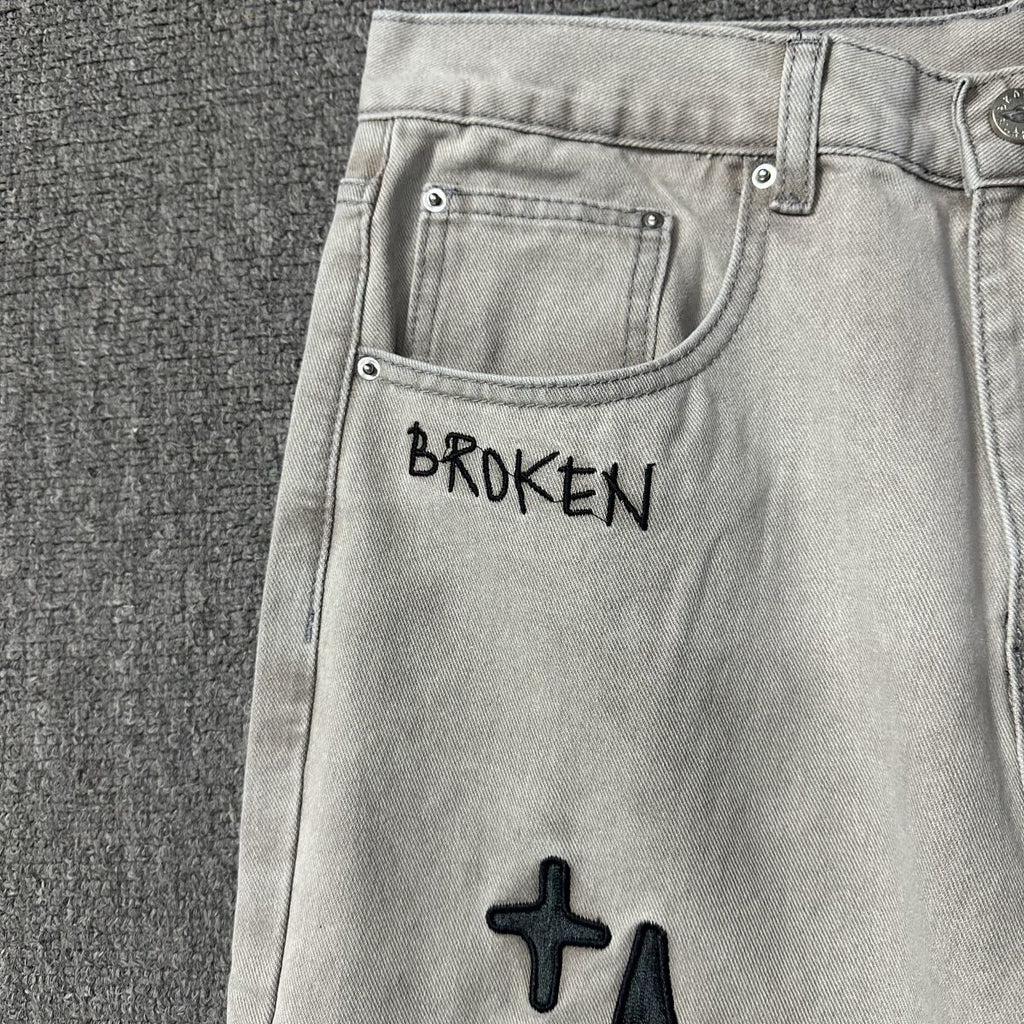 Calça Jeans Baggy Estrelada - Broken Planet