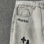 Calça Jeans Baggy Estrelada - Broken Planet