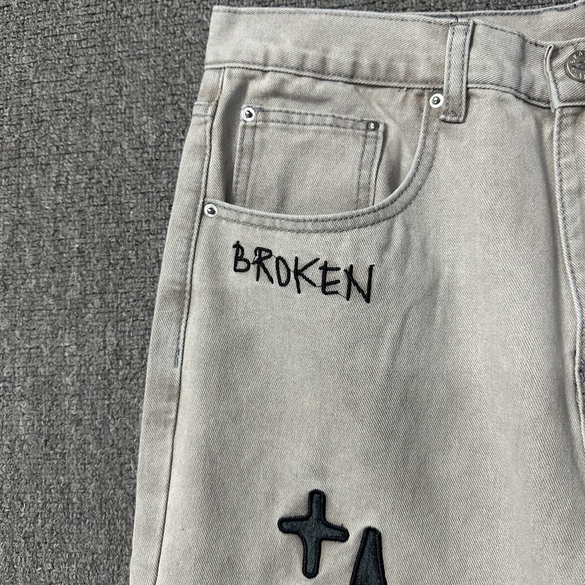 Calça Jeans Baggy Estrelada - Broken Planet