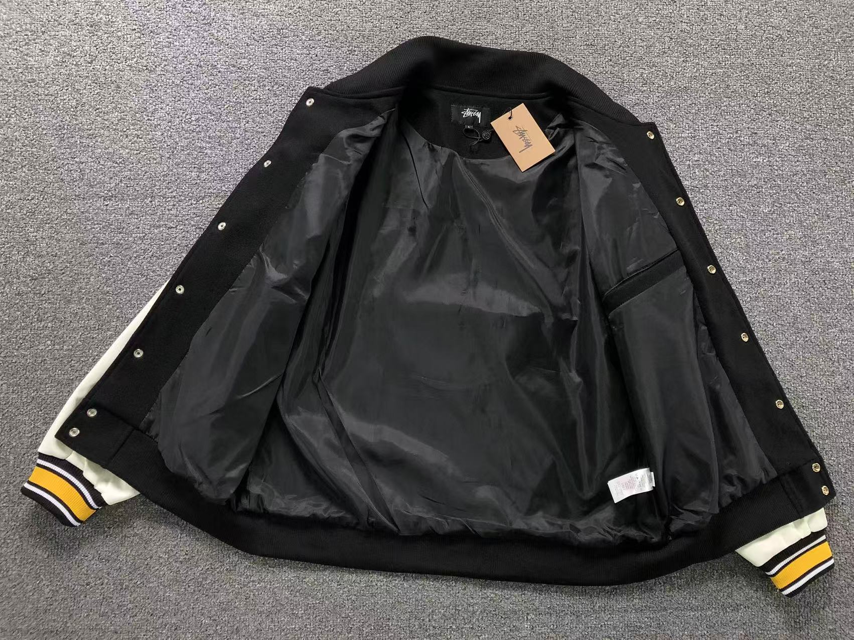 Jaqueta Varsity Stussy x Goldie Metalheadz 30 'Preta'